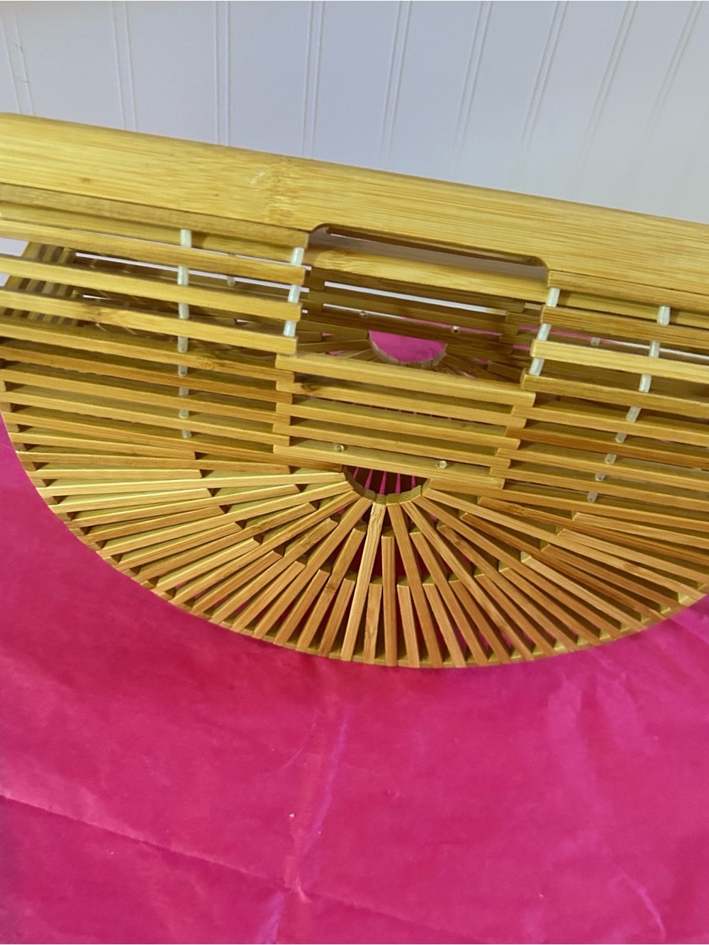 Bamboo Arc Clutch Bag in Natural Wood